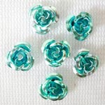 Aluminium Metal Flower Bead - Turquoise (15 beads)