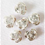 Aluminium Metal Flower Bead - Silver (10 beads)