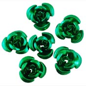 Aluminium Metal Flower Bead - Green (10 beads)