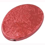 Metallic-finish Textured Oval Acrylic Bead - Red
