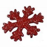 Acrylic Painted Snowflake Bead-Pendant - Dark Red with Silver Glitter