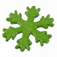 Acrylic Painted Snowflake Bead-Pendant - Bright Green with Silver Glitter