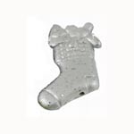 Acrylic Painted Christmas Stocking Bead-Pendant - Silver with Silver Glitter