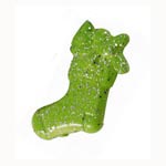 Acrylic Painted Christmas Stocking Bead-Pendant - Bright Green with Silver Glitter