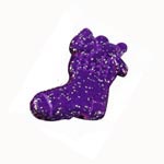 Acrylic Painted Christmas Stocking Bead-Pendant - Lilac with Silver Glitter