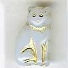 Czech Pressed Glass -  Sitting Cat - 15 x 10 mm - White with Gold Inlay (eaches)