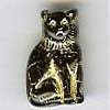 Czech Pressed Glass -  Sitting Cat - 15 x 10 mm - Black with Gold Inlay (eaches)