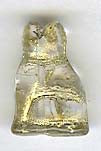 Czech Pressed Glass -  Sitting Cat - 20 x 15 mm - Crystal with Gold Inlay (eaches)