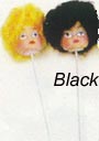 Doll Head - Girl Head - Curly Top with Black Hair - 25 mm - on pick