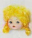 Doll Head - Girl Head - Curly Top with Blonde Hair - 37 mm - on pick