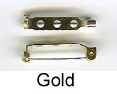 Broochbacks / Barpins - 25 mm - with Safety Catch - Gold / Brass