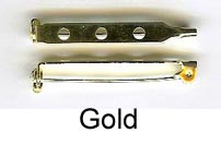 Broochbacks / Barpins - 38 mm - with Safety Catch - Gold / Brass