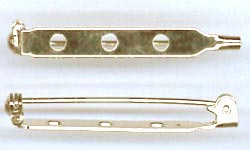 Broochbacks / Barpins - 50 mm - with Safety Catch - Gold / Brass