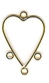 Earring Drop - Chandelier-style - wire - heart - approx 35 mm long x 20 mm wide  gold (per pair)