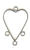 Earring Drop - Chandelier-style - wire - heart - approx 35 mm long x 20 mm wide  silver (per pair)