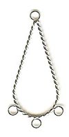 Earring Drop - Chandelier-style - twisted wire - teardrop - approx 45 mm long x 20 mm wide  silver (