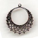 Earring Drop - Chandelier-style - pressed metal - circle - approx 25 mm diameter - antique silver (p