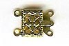 Clasp - Box - Square - approx 10 mm wide by 13 mm hole-to-hole - 2-strand - gold plated