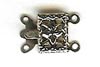 Clasp - Box - Square - approx 10 mm wide by 13 mm hole-to-hole - 2-strand - nickel plated