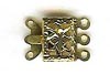 Clasp - Box - Square - approx 10 mm wide by 13 mm hole-to-hole - 3-strand - gold plated