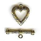 Clasp - Toggle - Fancy Heart - Antique Gold