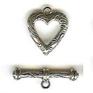 Clasp - Toggle - Fancy Heart - Antique Silver