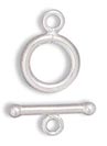 Clasp - Toggle - Small - Type 1 - 9 mm smooth ring + 13 mm bar - Sterling Silver (eaches)