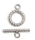 Clasp - Toggle - Medium - Type 3 - 10 mm twisted ring + 15 mm bar - Sterling Silver (eaches)