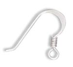 Earring Hook (Shepherds Hook) - 17 mm flat with coil - Sterling Silver (per pair)