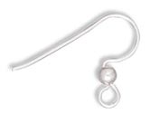 Earring Hook (Shepherds Hook) - 21 mm round with 3 mm bead - Sterling Silver (per pair)