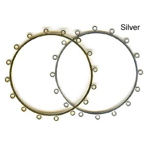 Bracelet Forms (for Beading) - Bracelet - Solid with 16 rings - approx. 58 mm ID and 62 mm OD - Silv