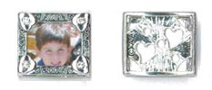 Miniature Photo Frame - approx 21 mm wide by 18 mm tall x 5-6 mm thick - Antique Silver