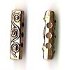Spacerbar - 3-hole (cast) metal (approx 4 mm x 17 mm with holes approx 4 mm spacing) - antique gold 
