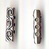 Spacerbar - 3-hole (cast) metal (approx 4 mm x 17 mm with holes approx 4 mm spacing) - antique silve