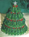Christmas Trees - 11" Bead Ribbon Christmas Tree- Green w/Silver Safety Pins
