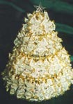 Christmas Trees - 11" Bead Ribbon Christmas Tree - White & Gold w/Gold Safety Pins