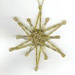 Beaded Ornaments / Tree Decorations - Crystal and Bugle Bead Star - Gold