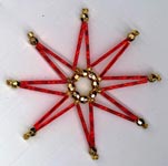 Beaded Ornaments / Tree Decorations - Bugle Bead Star - Red (makes 4 ornaments)