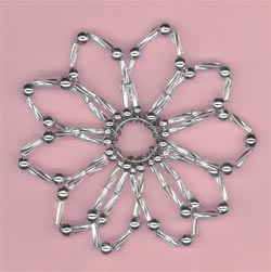Bugle Bead Christmas Flower - Silver (makes 4)