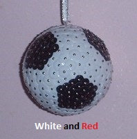 Sequin Soccer Ball - White & Red