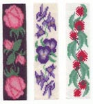 Bookmark Kit - makes 1 bookmark (1-Orchids and Pansies middle pattern of illustration - pattern incl