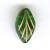 Czech Pressed Glass - Leaf - 12 x 7 mm Straight - Dark Green with Gold Inlay (eaches)