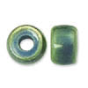 Czech Pressed Glass - Pony Bead - 9 x 6 mm - Green Iris (eaches)