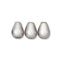 Czech Glass Pearl - 10 x 6 mm (Centre-Drilled) Drop - Silver (eaches)