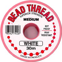 Beading Thread - White - Medium (30 m spool)