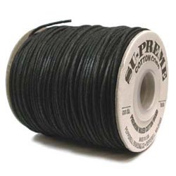 (Waxed) Cotton Cord - Black - 2 mm diameter - REEL of 125 yds - approx. 110 m