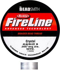 Fireline Braided Beading Thread - Size B - 4 lb - 0.006" - Crystal - 5 metre length