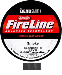 Fireline Braided Beading Thread - Size D - 6 lb - 0.008" - Smoke (Grey) - 5 metre length