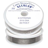 Tiger Tail (Nylon Coated Beading Wire) - 3-strand nickel-colour - 0.015" - 9.2 m reel