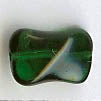Czech Pressed Glass - Twisted Rectangle Bead - 15 x 10 mm - Christmas Green (eaches)